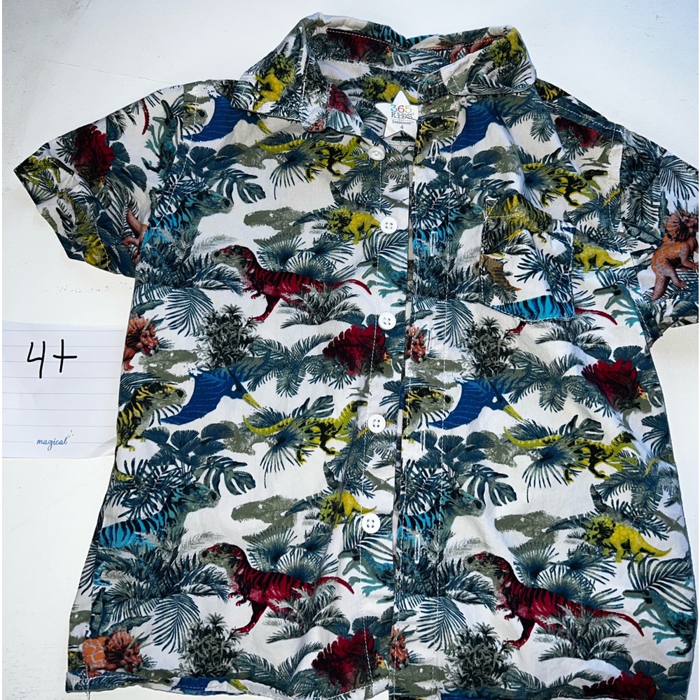 “365 Kids Garanimals Dinosaur Button-Up Shirt - Like New, Size 4T”